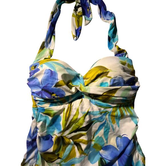 Miraclesuit Halter Tankini Swim Top Size 10 Floral Tropical Padded Bust - Picture 4 of 10